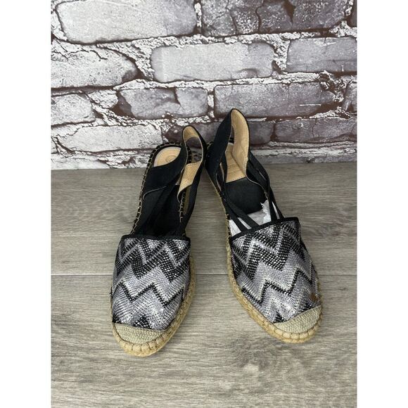 Vidorreta Metallic Silver Blue Rope Espadrilles Wedge Sandals Women 41EU/10.5US - Picture 2 of 16